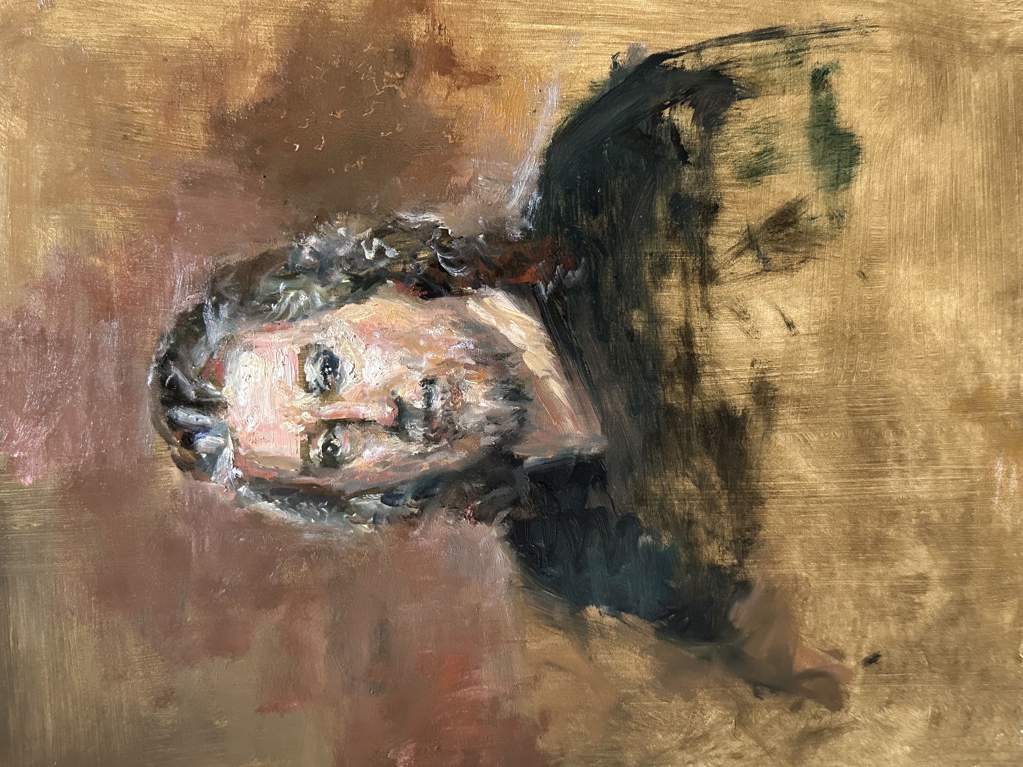 Portrait of Joe D'Arcy painted by Carol D'Arcy in David Leffel's studio, Arroyo Seco, New Mexico 2023.