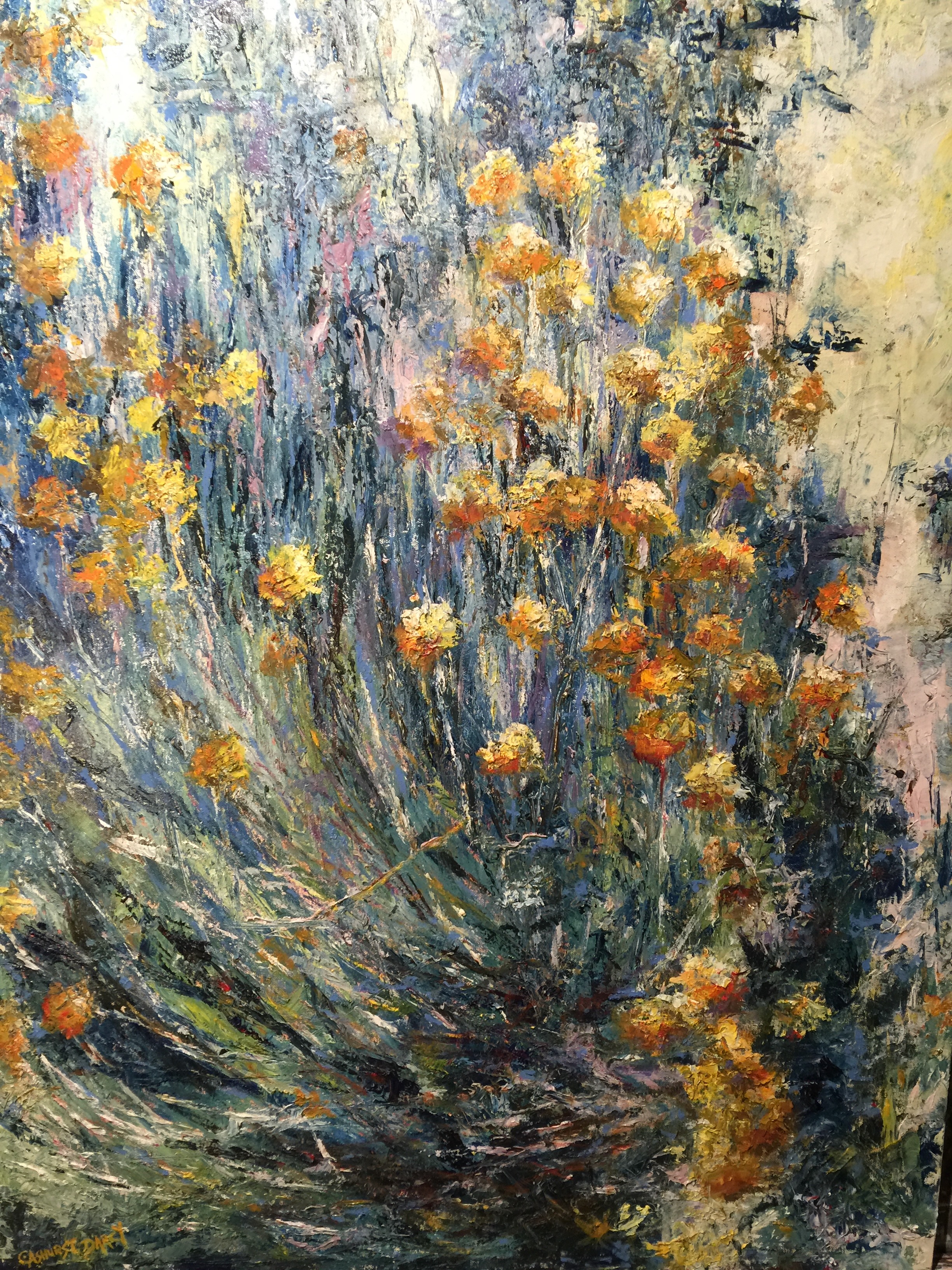 The Soul of Camomile — original oil painting on canvas by Carol D'Arcy. 100×75cm. © Carol D'Arcy.